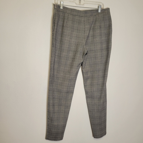Zara plaid herringbone checkered career pants w/zipper pockets - Picture 3 of 6